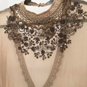 Kimchi Blue Beaded Bell Sleeve Nude Top